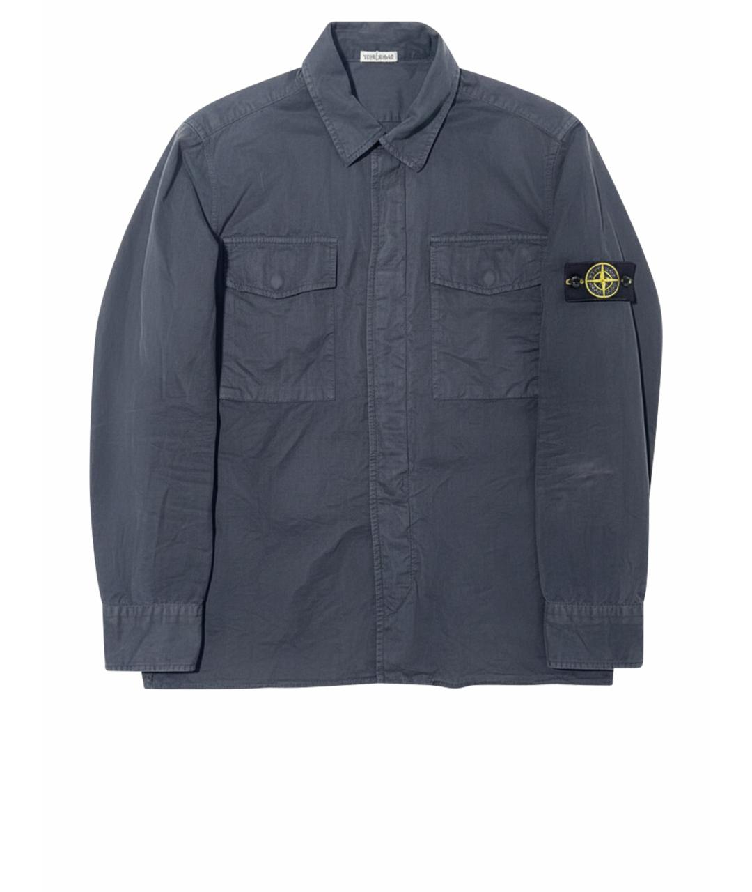STONE ISLAND Темно-синяя хлопковая кэжуал рубашка, фото 1