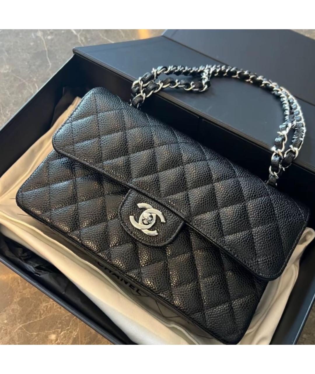 CHANEL Черная кожаная сумка через плечо, фото 8