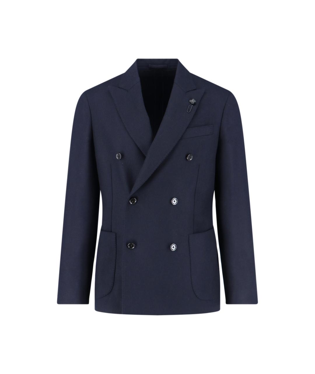 LARDINI Синий шерстяной пиджак, фото 1