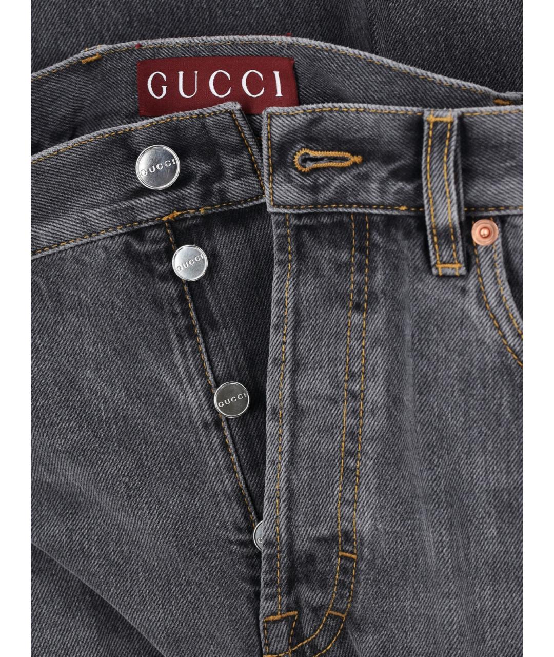 GUCCI Серые хлопковые прямые джинсы, фото 4