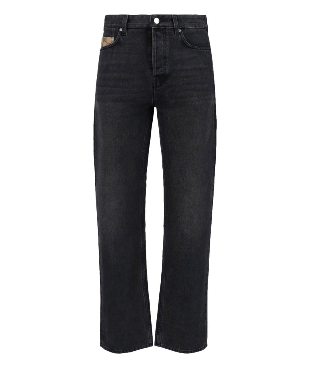 GUCCI Черные хлопковые прямые джинсы, фото 1