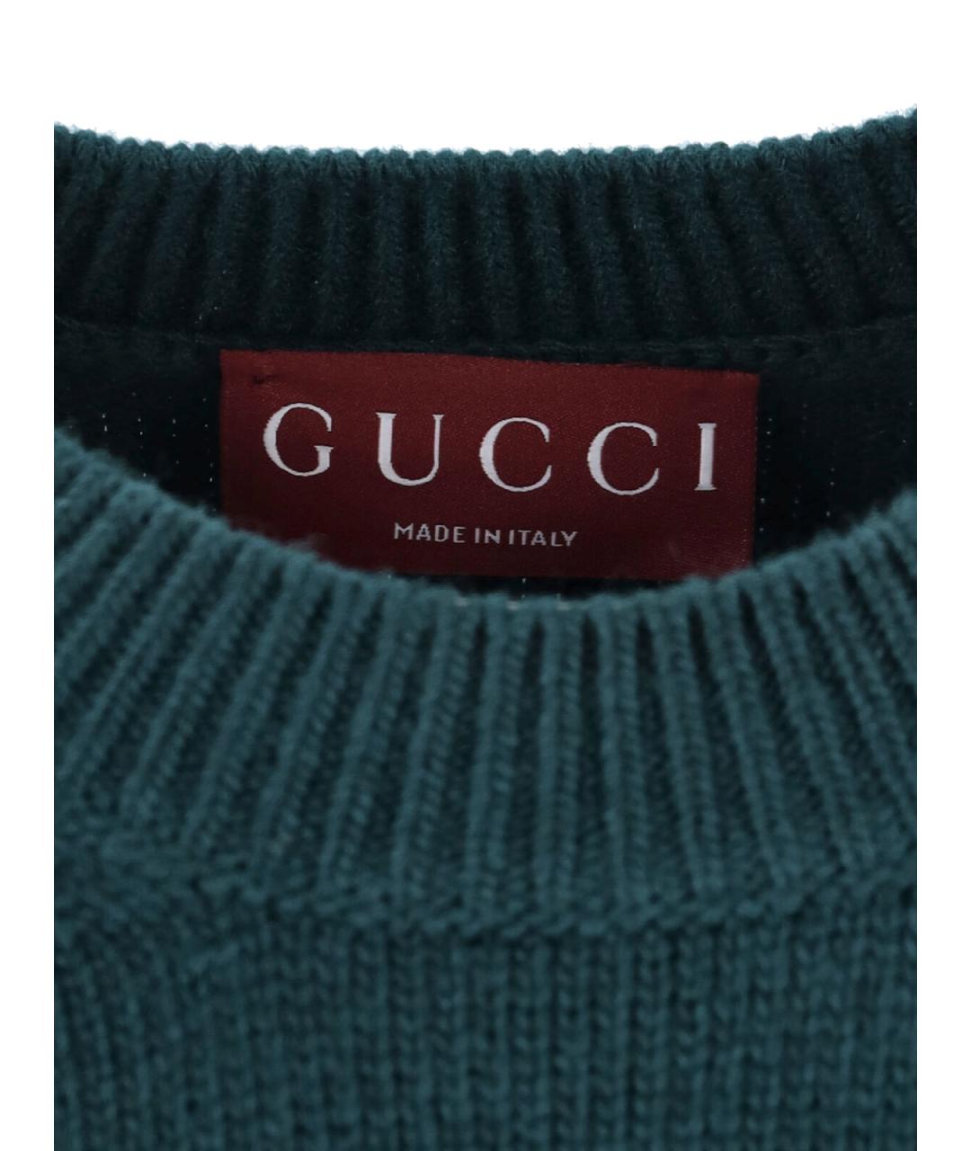 GUCCI Зеленый шерстяной джемпер / свитер, фото 3