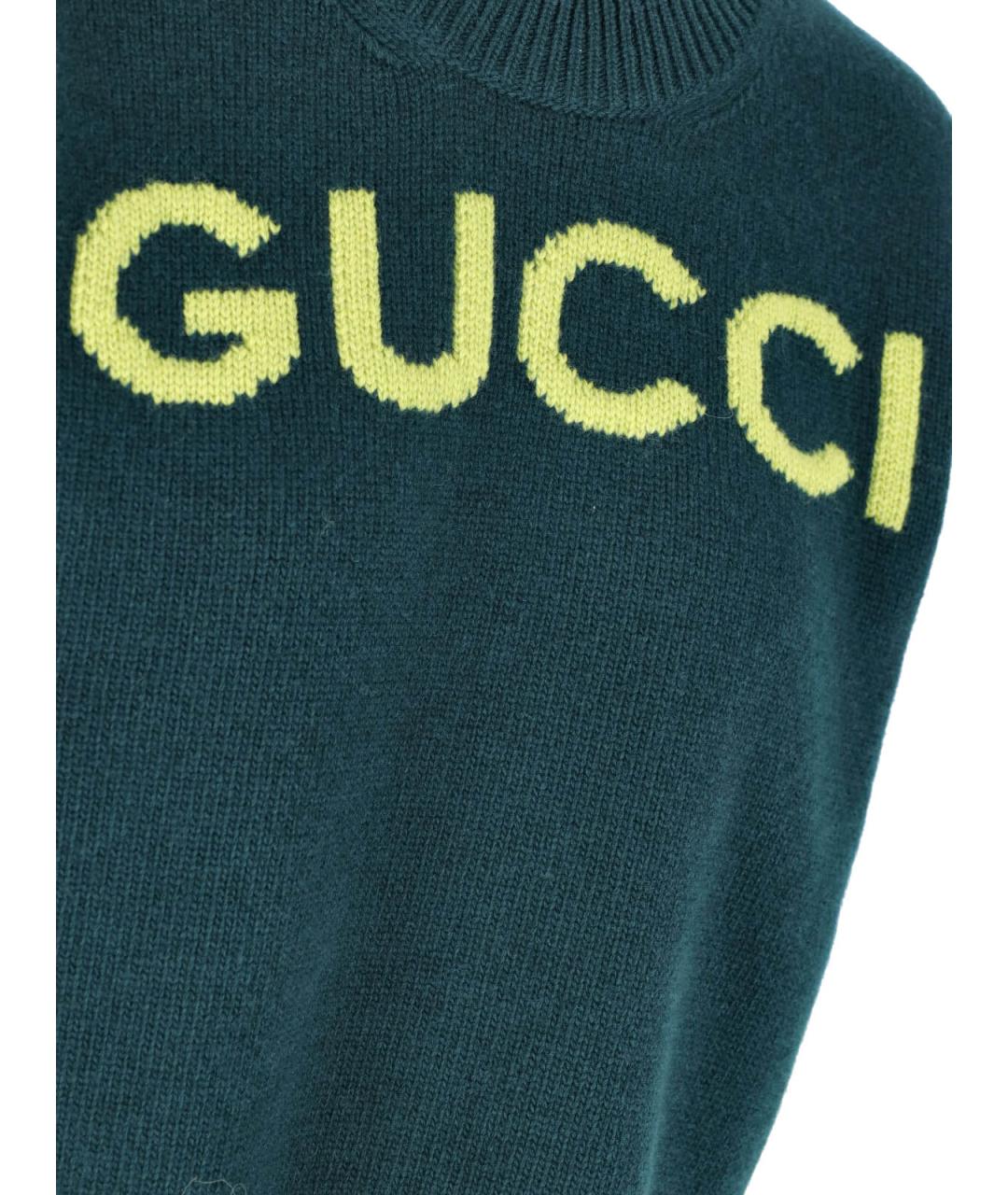 GUCCI Зеленый шерстяной джемпер / свитер, фото 4