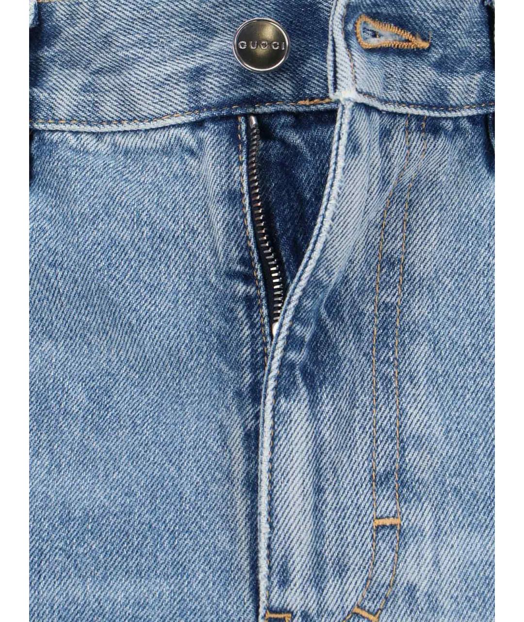 GUCCI Синие хлопковые прямые джинсы, фото 5