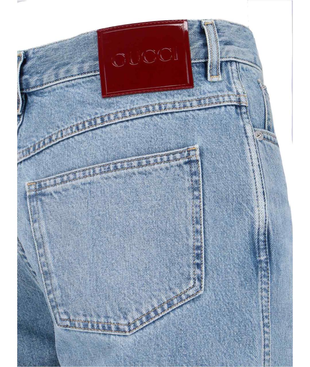 GUCCI Синие хлопковые прямые джинсы, фото 4