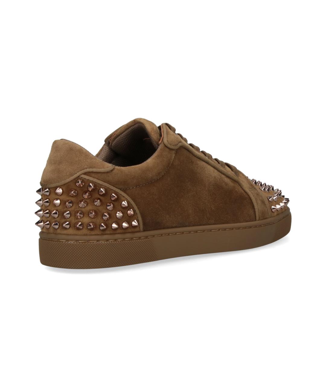 CHRISTIAN LOUBOUTIN Коричневые кожаные низкие кроссовки / кеды, фото 4