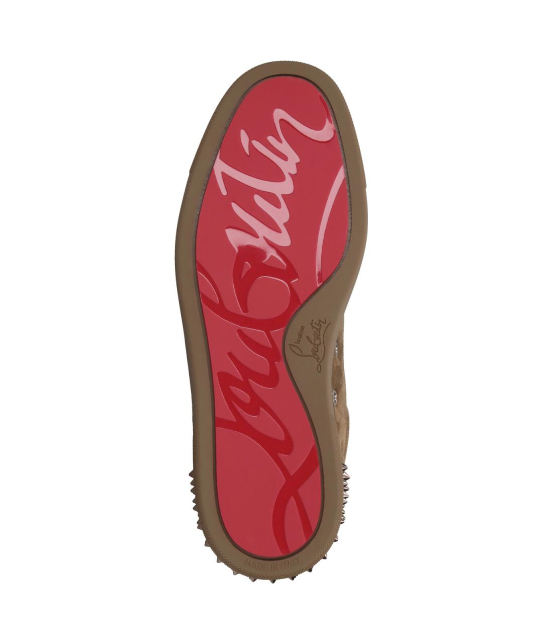 CHRISTIAN LOUBOUTIN Коричневые кожаные низкие кроссовки / кеды, фото 5