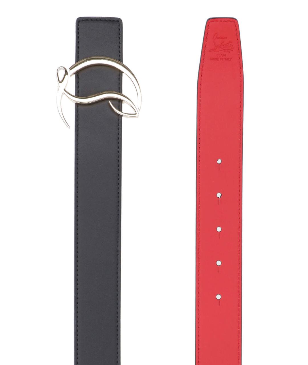 CHRISTIAN LOUBOUTIN Черный кожаный ремень, фото 2