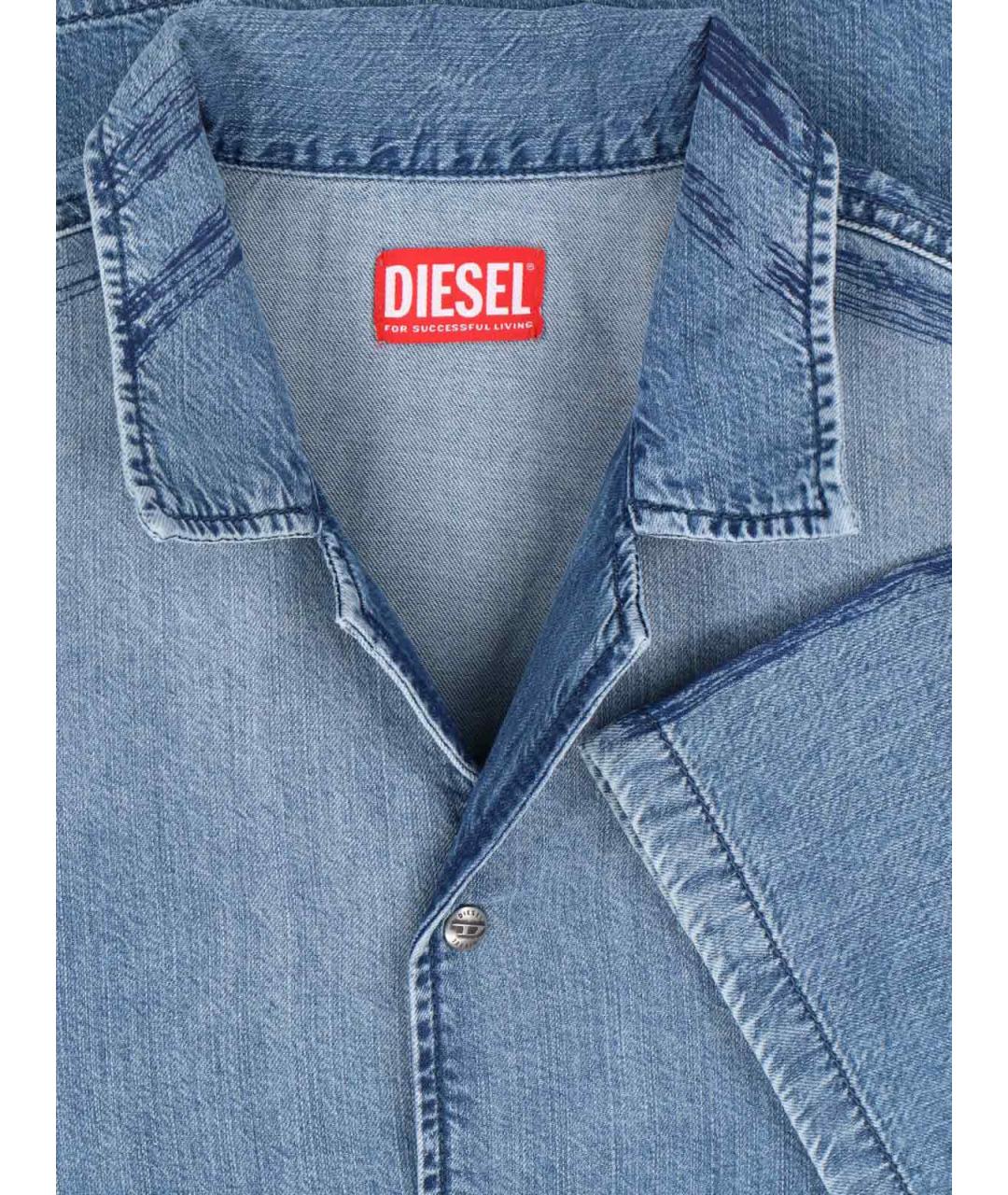 DIESEL Голубая хлопко-лиоцелловая кэжуал рубашка, фото 3