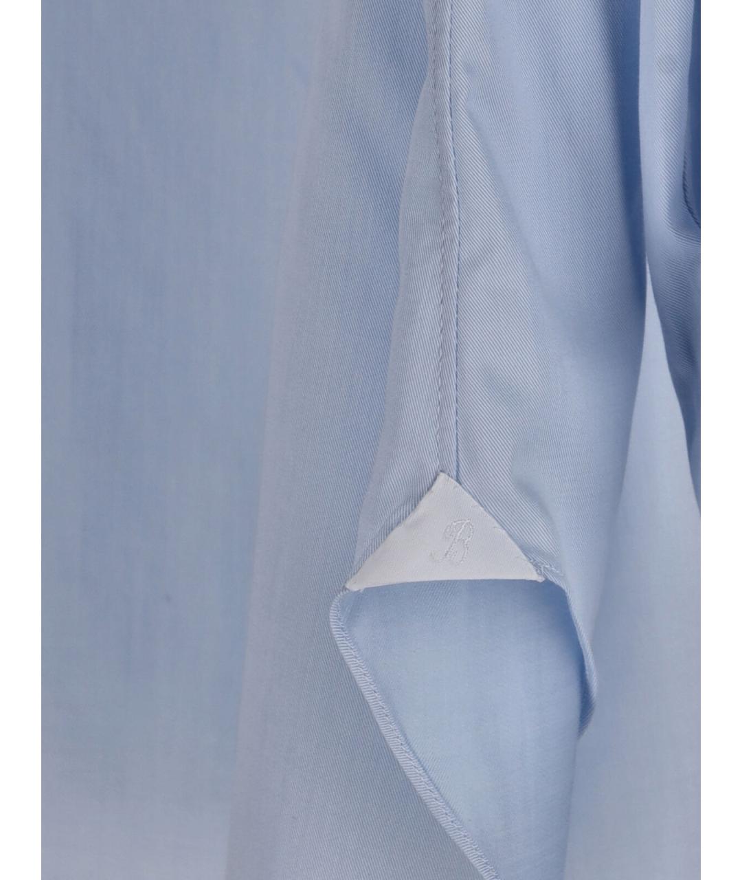 BARBA Голубая хлопковая кэжуал рубашка, фото 3