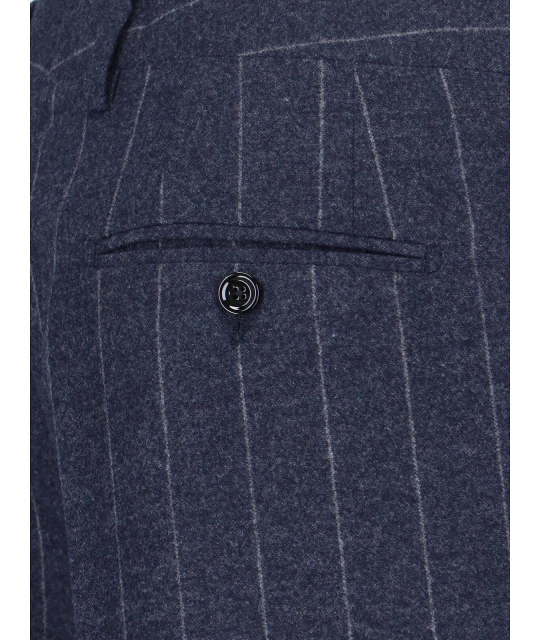 LARDINI Синие шерстяные прямые брюки, фото 4