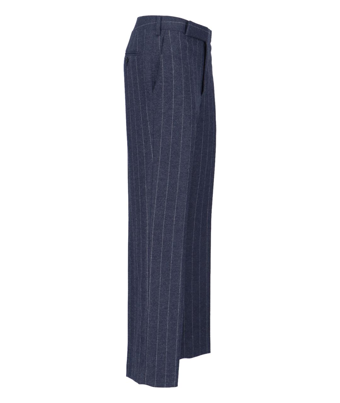 LARDINI Синие шерстяные прямые брюки, фото 3