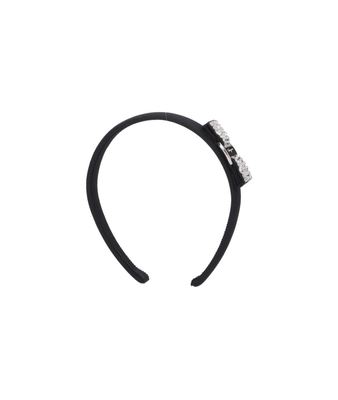 FERRAGAMO Черная хлопковая повязка на голову, фото 1