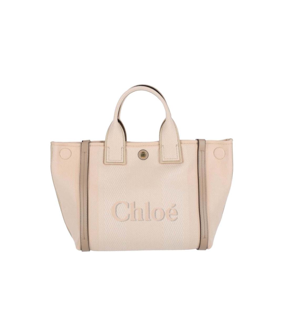CHLOE Бежевая хлопковая сумка тоут, фото 2