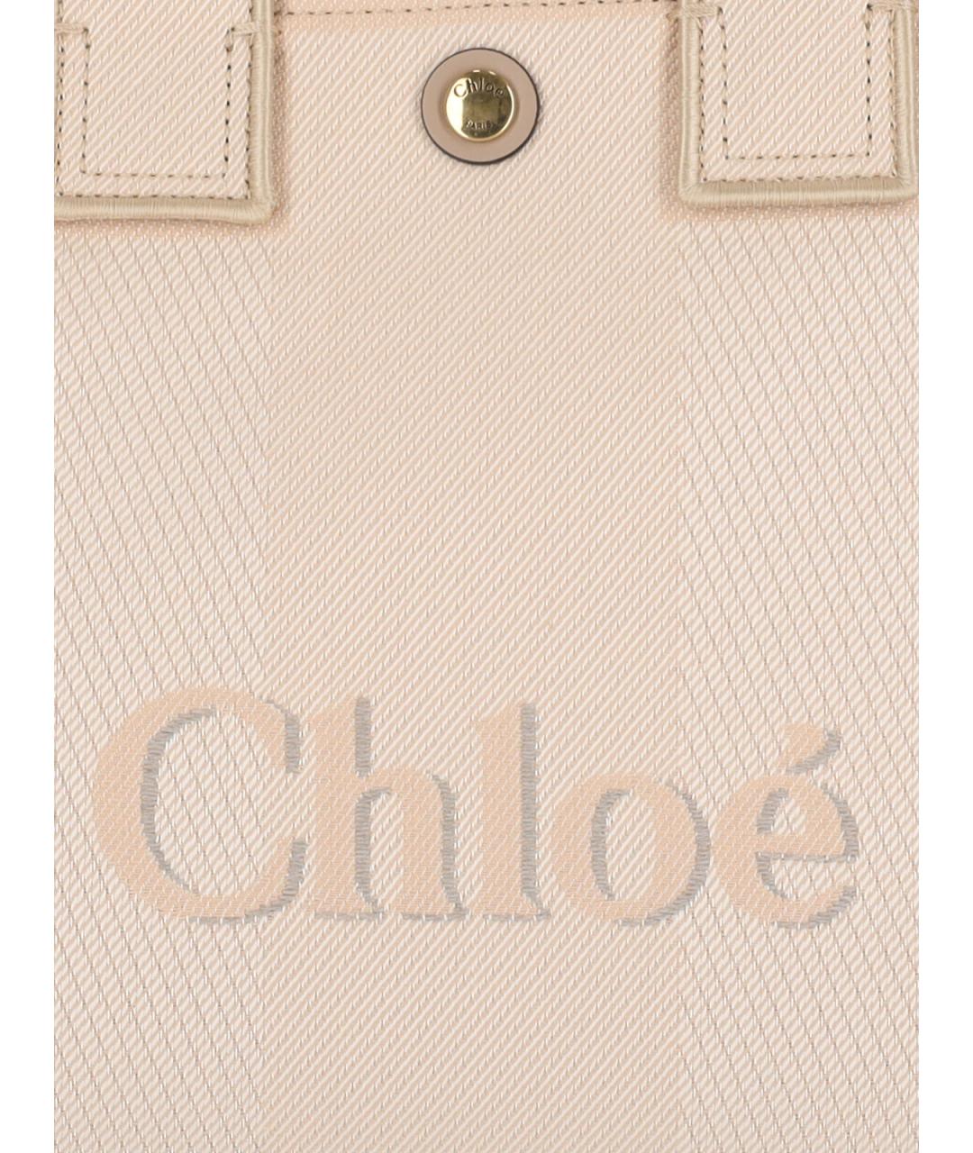 CHLOE Бежевая хлопковая сумка тоут, фото 5