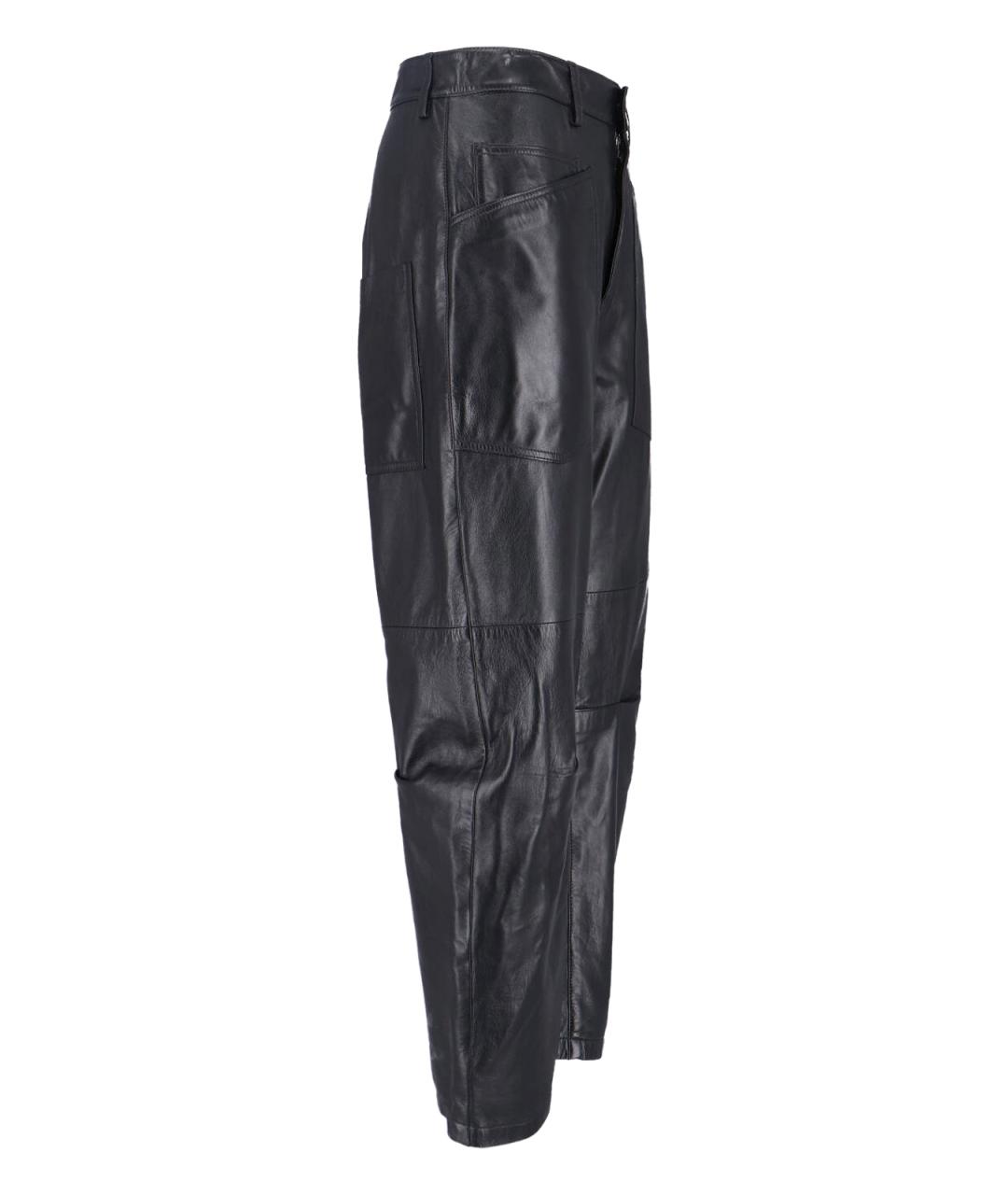 NILI LOTAN Черные кожаные прямые брюки, фото 3