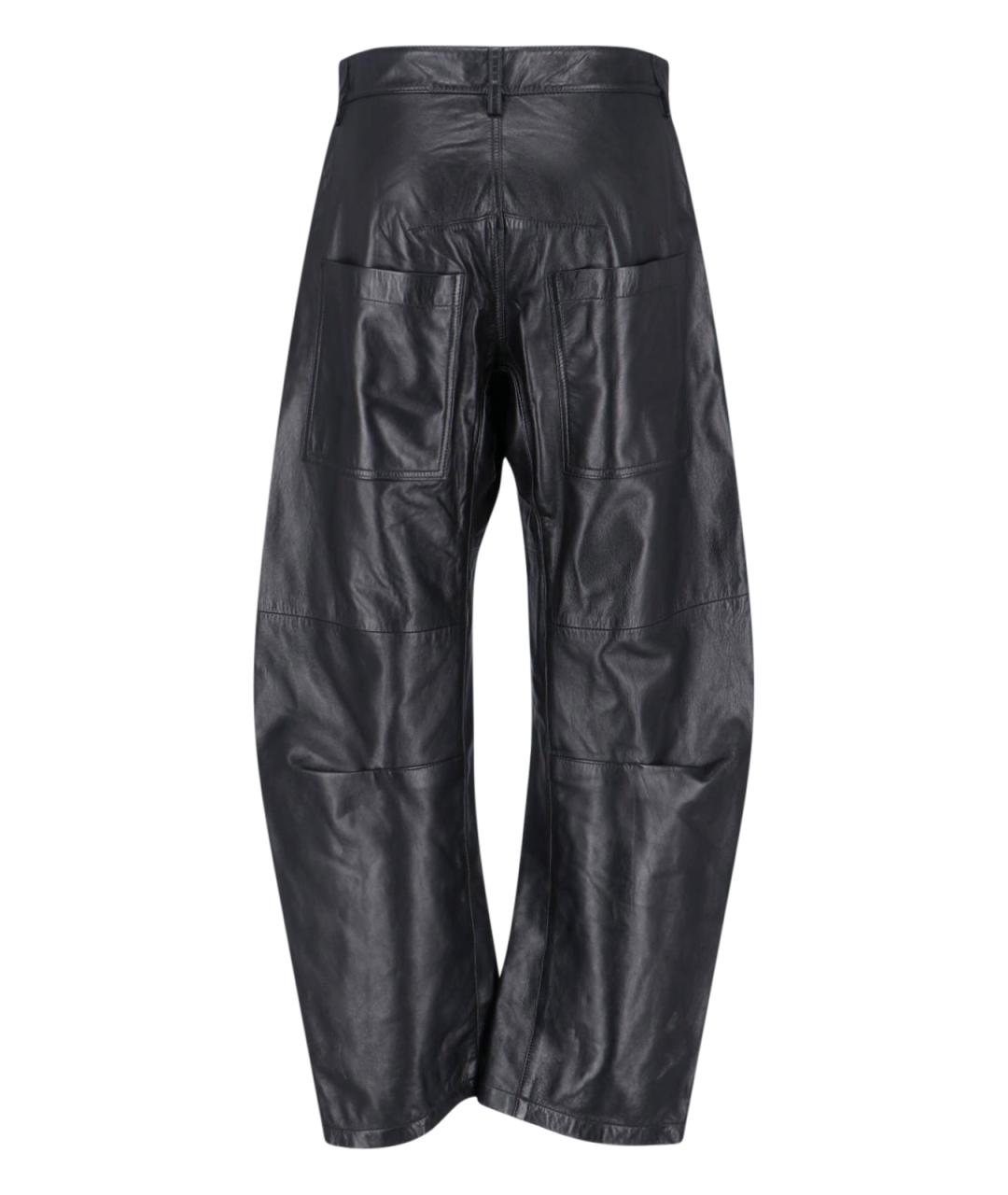 NILI LOTAN Черные кожаные прямые брюки, фото 2