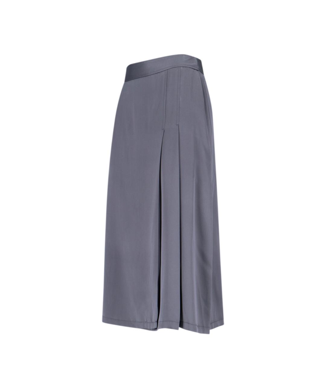ASPESI Серая шелковая юбка миди, фото 3