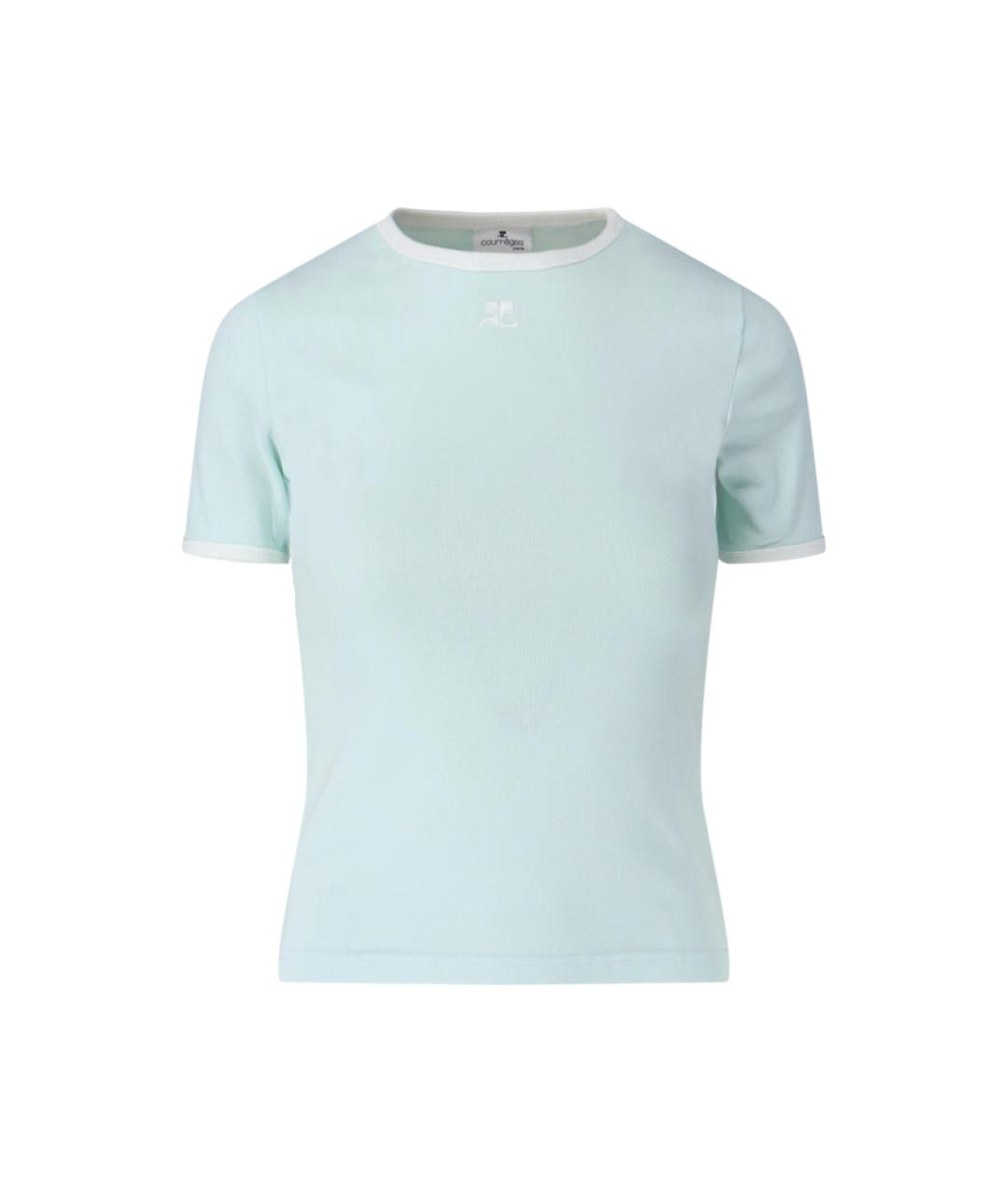 COURREGES Голубая хлопковая футболка, фото 1