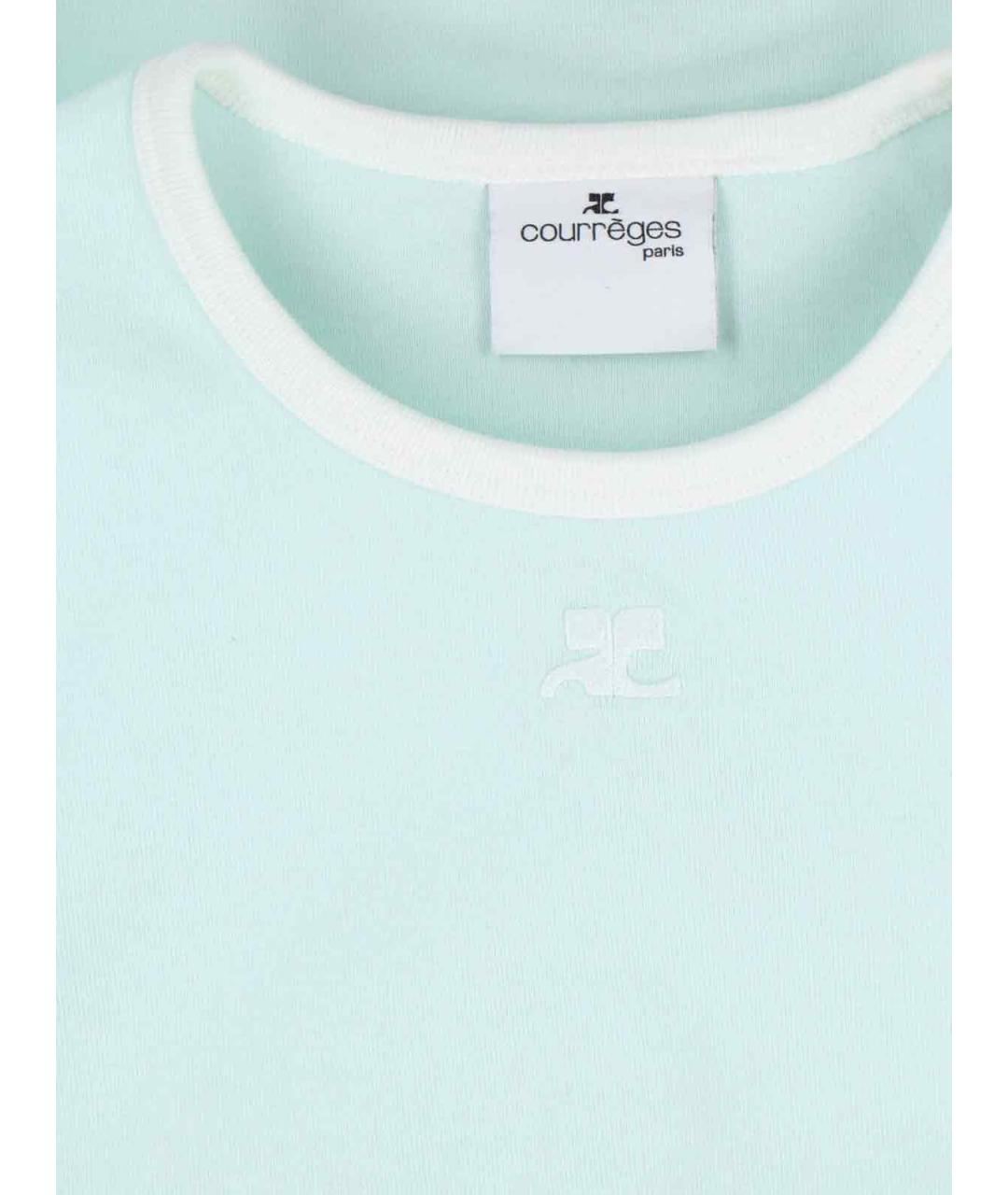 COURREGES Голубая хлопковая футболка, фото 3