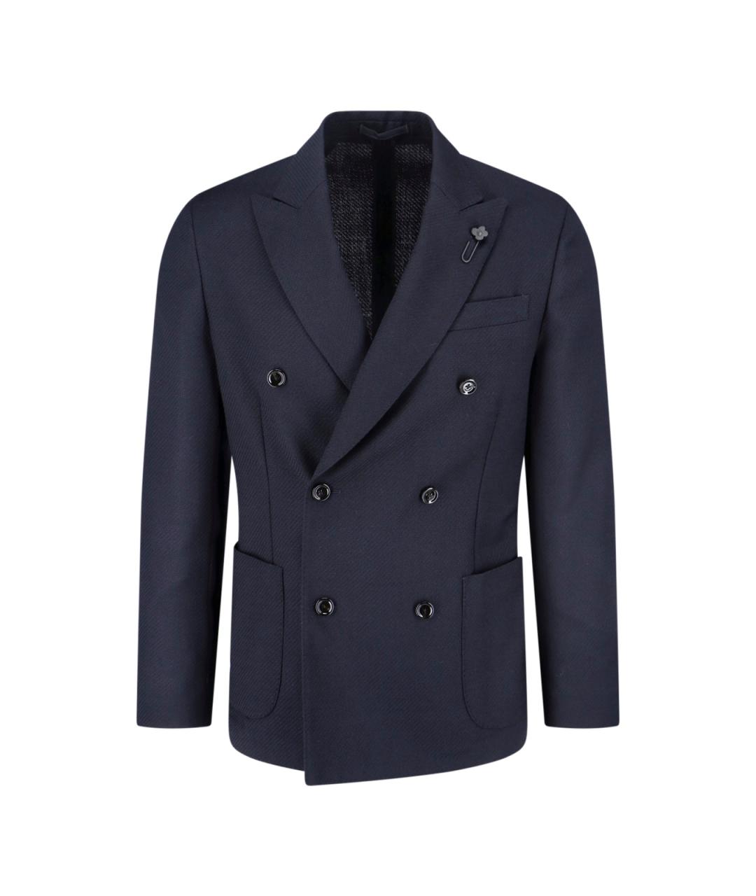 LARDINI Синий шерстяной пиджак, фото 1