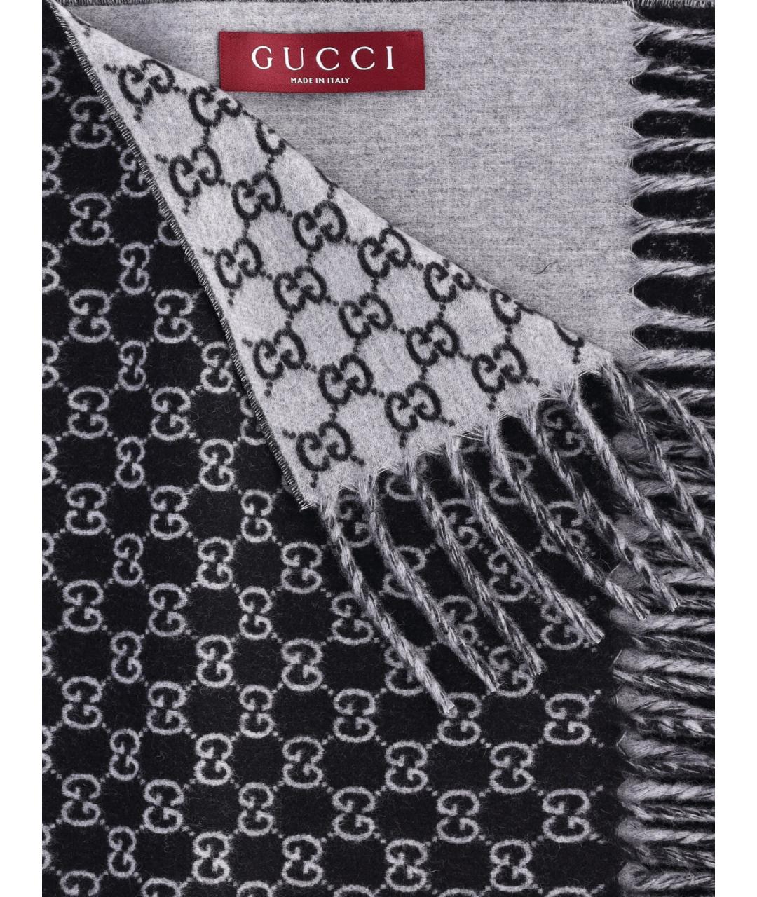 GUCCI Черный шарф, фото 3