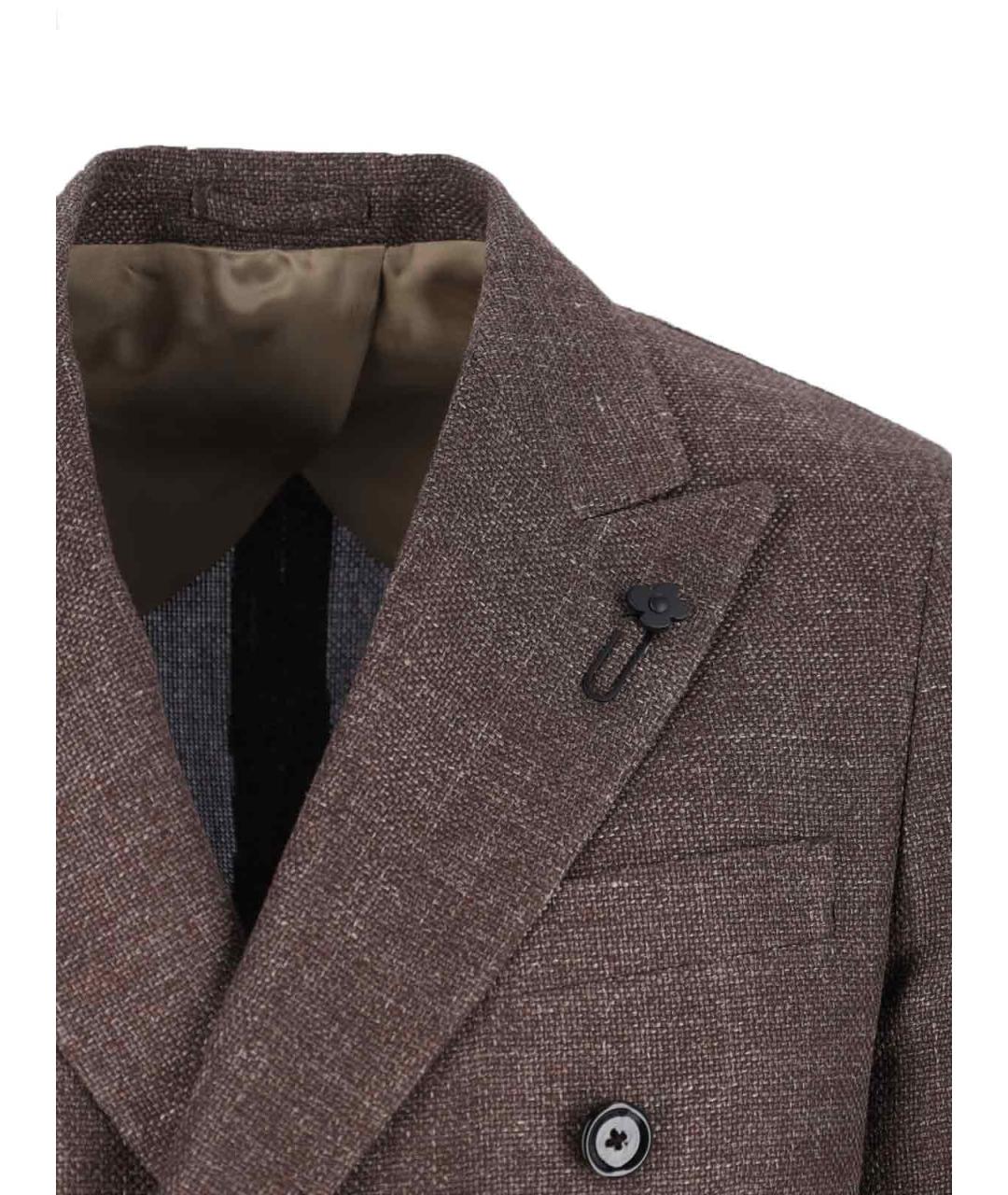 LARDINI Коричневый льняной пиджак, фото 4