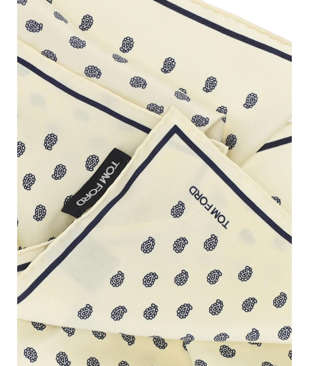 TOM FORD Белый шелковый шарф, фото 3