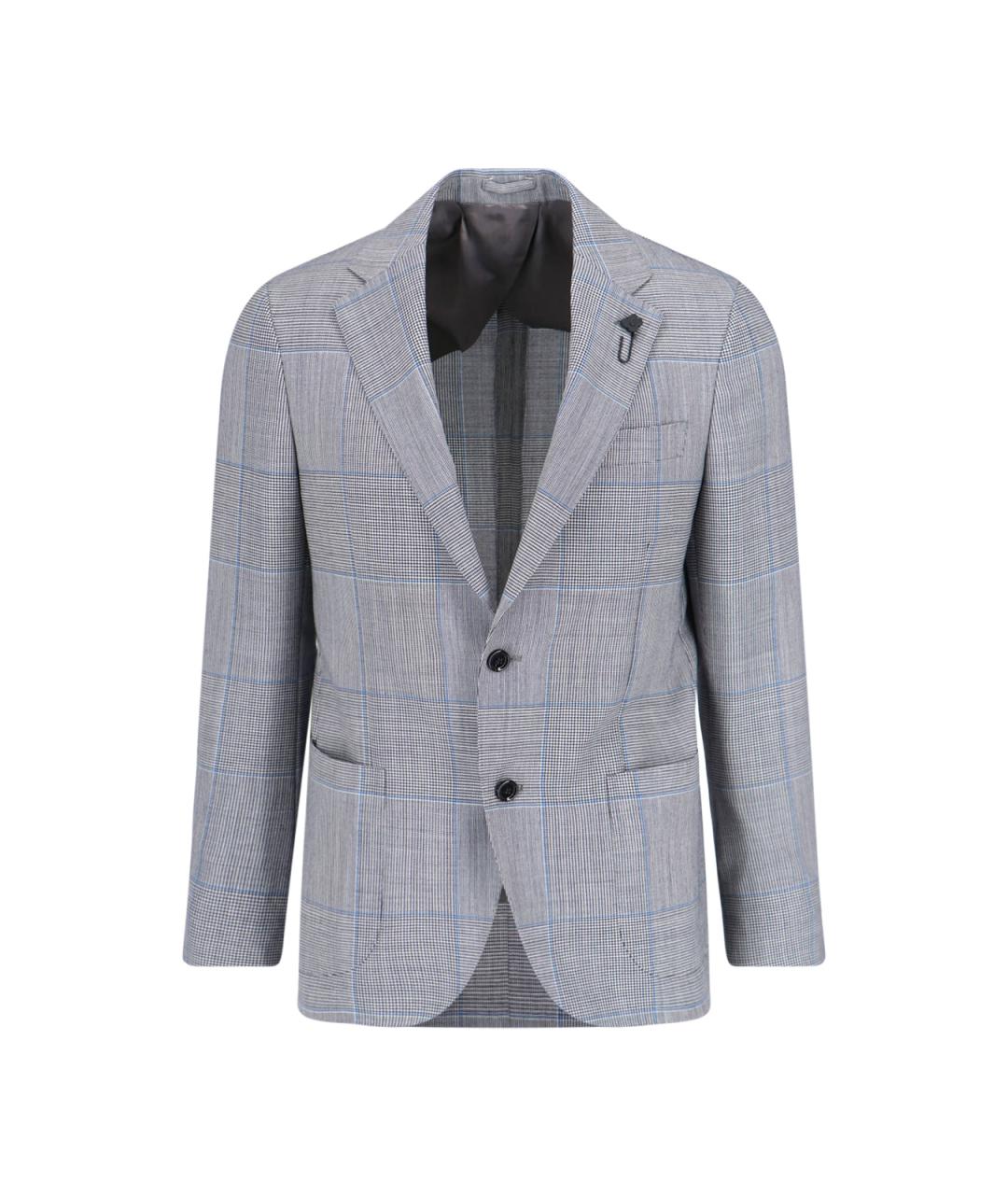 LARDINI Серый шерстяной пиджак, фото 1