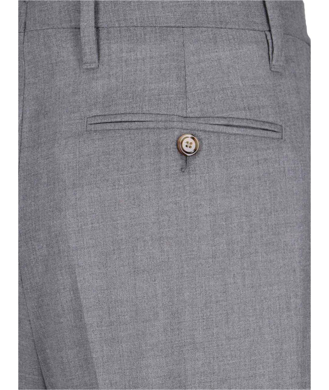 LARDINI Серые шерстяные повседневные брюки, фото 4