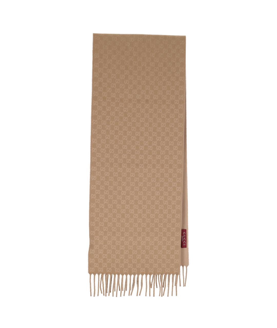 GUCCI Бежевый шерстяной шарф, фото 1