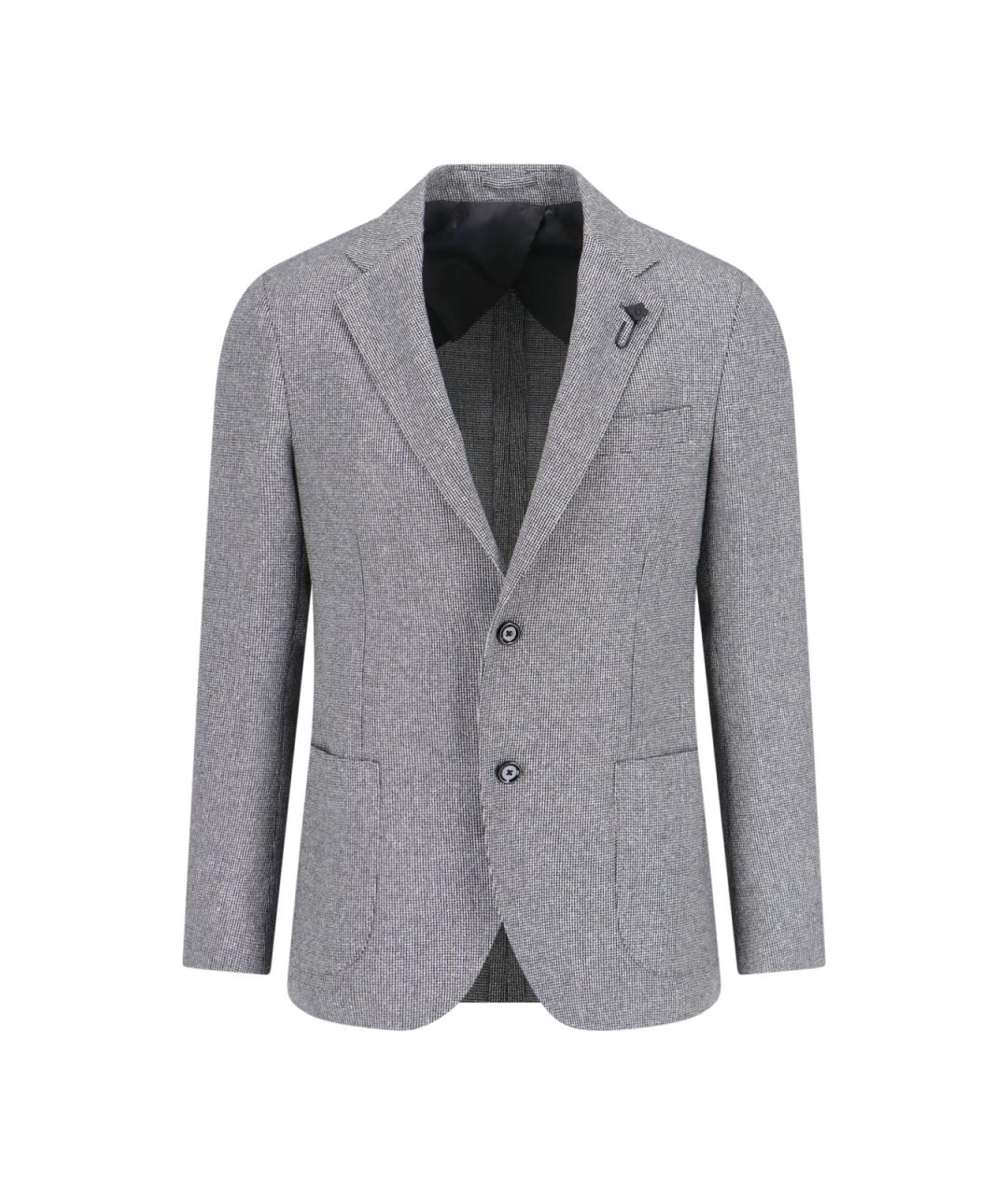 LARDINI Серый шерстяной пиджак, фото 1