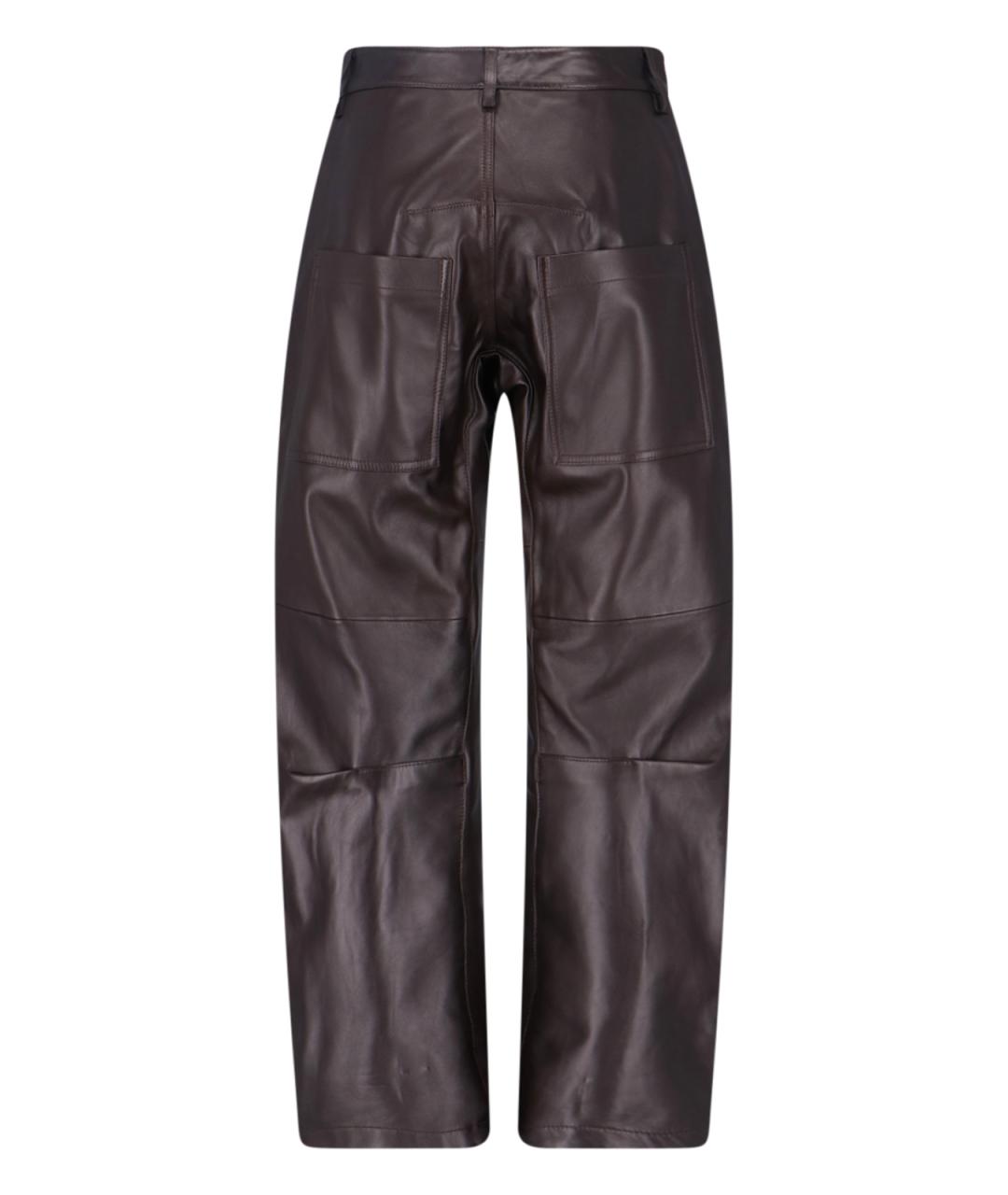 NILI LOTAN Коричневые кожаные прямые брюки, фото 2