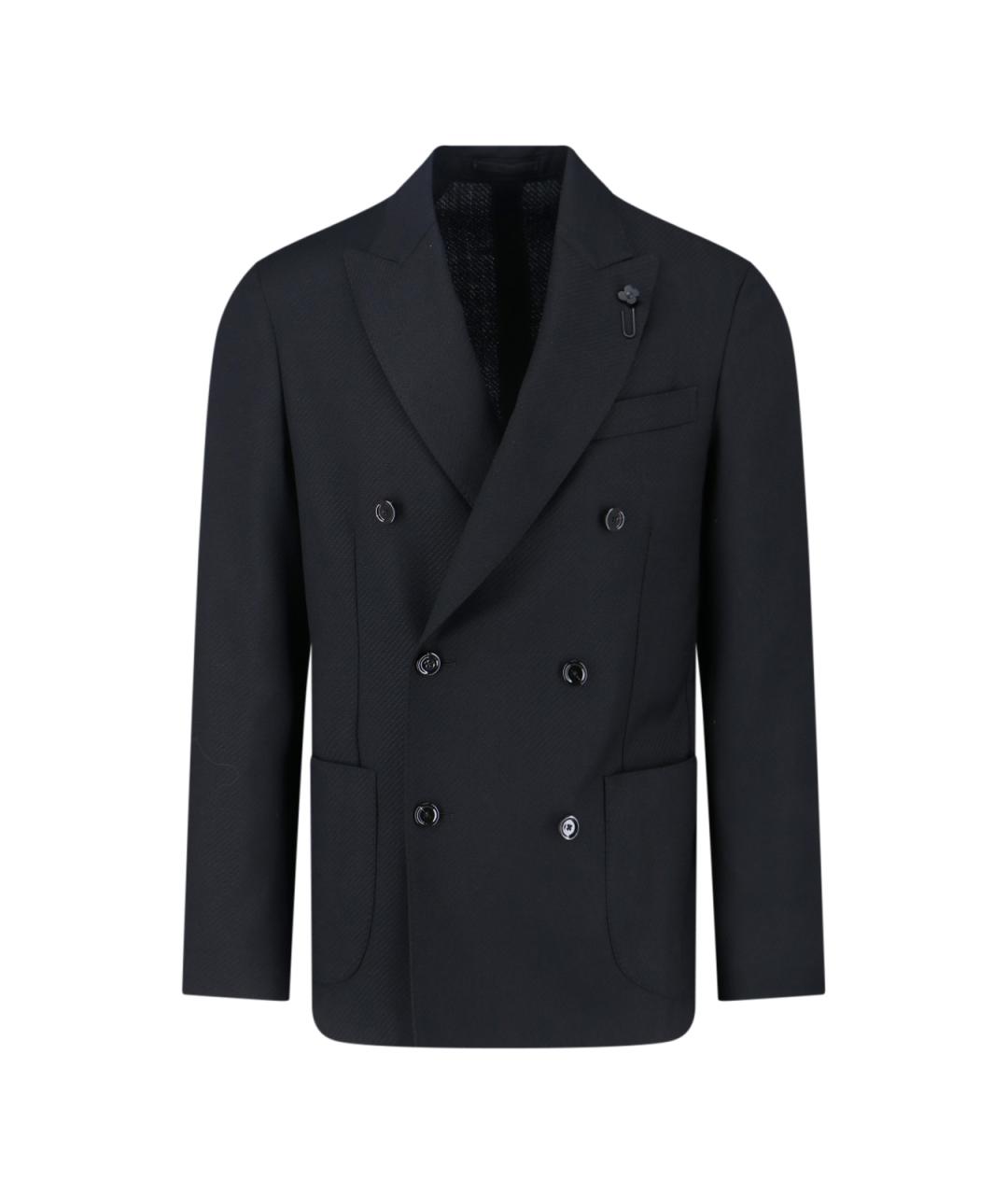 LARDINI Черный шерстяной пиджак, фото 1