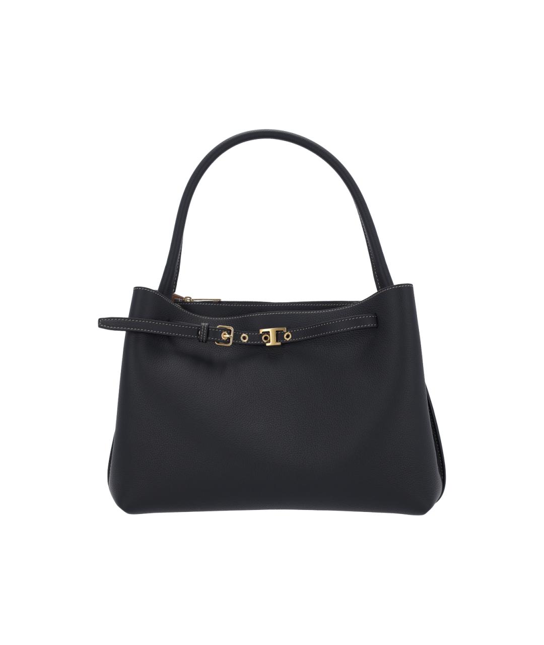 TOD'S Черная кожаная сумка тоут, фото 1