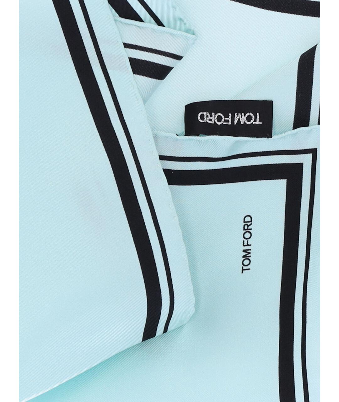 TOM FORD Синий шелковый шарф, фото 3