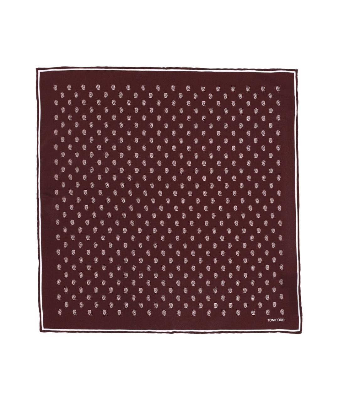 TOM FORD Бордовый шелковый шарф, фото 2