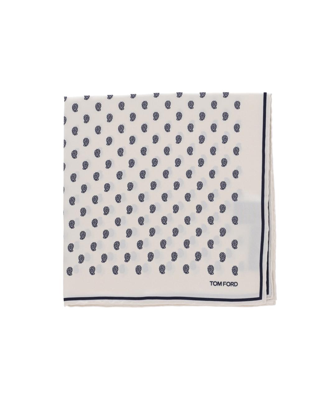 TOM FORD Белый шелковый шарф, фото 1