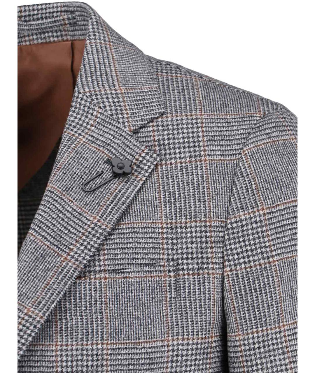 LARDINI Серый шерстяной пиджак, фото 3