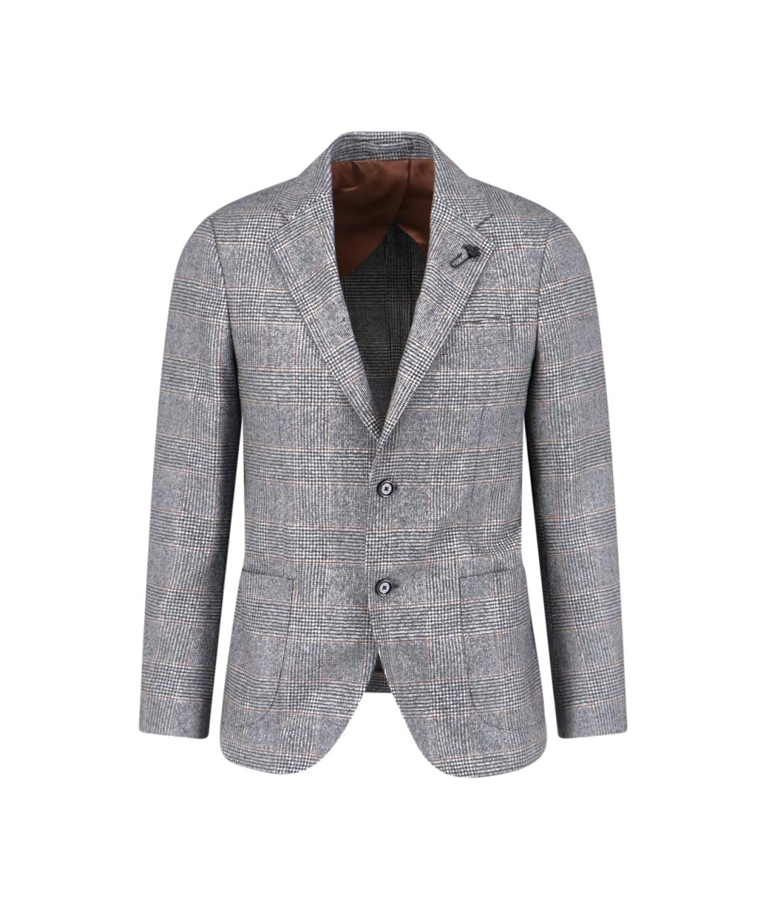 LARDINI Серый шерстяной пиджак, фото 1