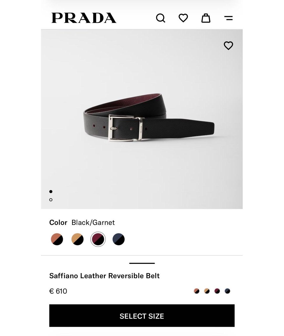 PRADA Черный кожаный ремень, фото 7