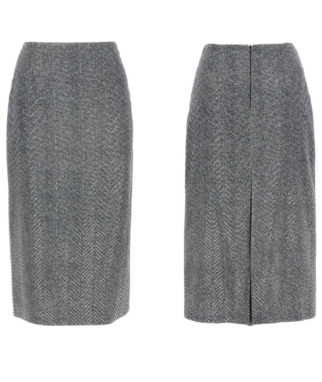 ERMANNO SCERVINO Серая хлопковая юбка миди, фото 5