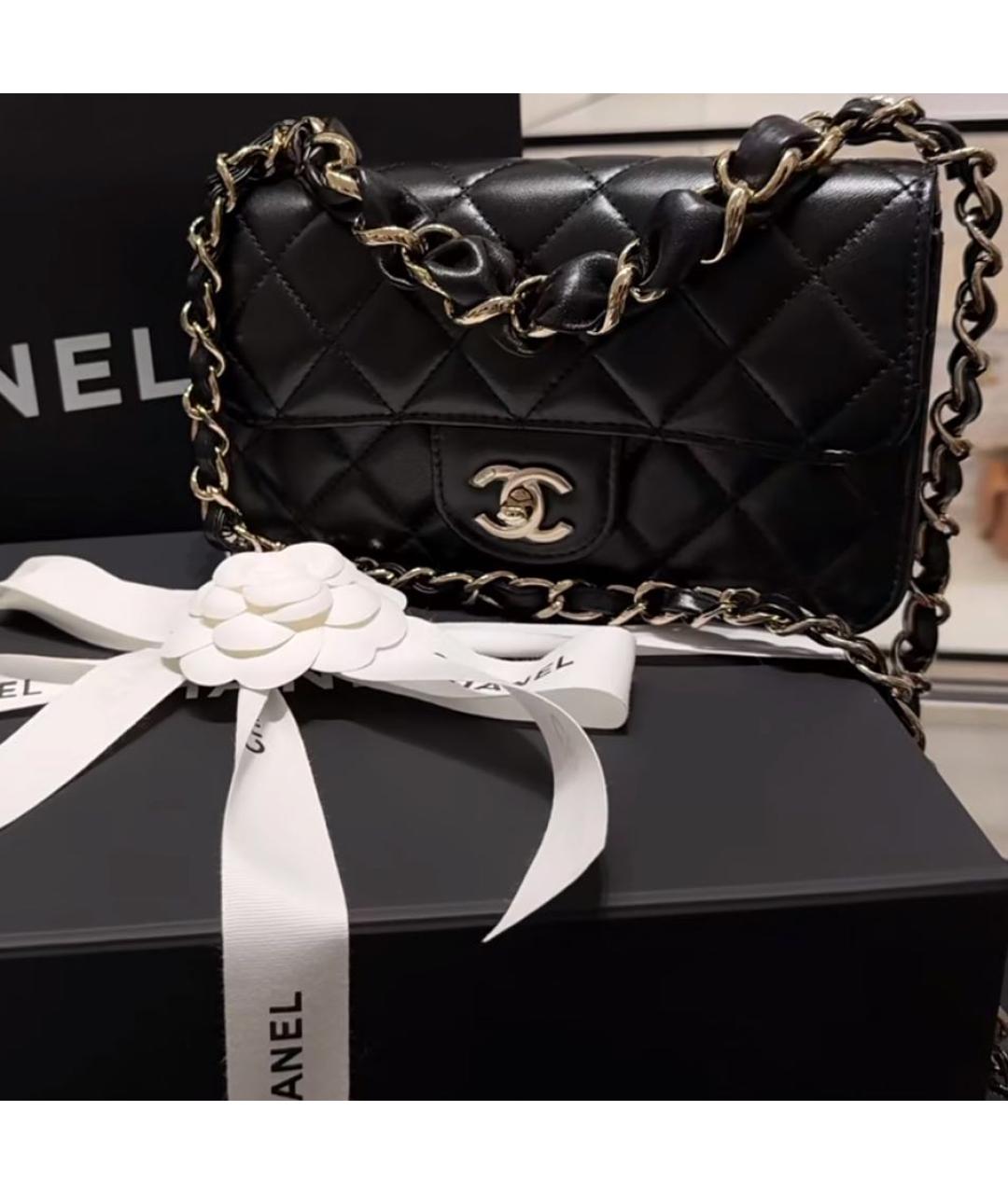 CHANEL Черная кожаная сумка через плечо, фото 6