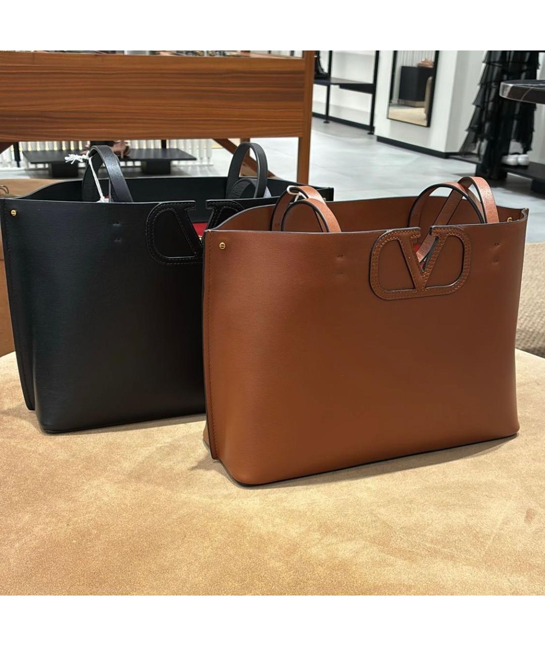 VALENTINO Коричневая кожаная сумка тоут, фото 5