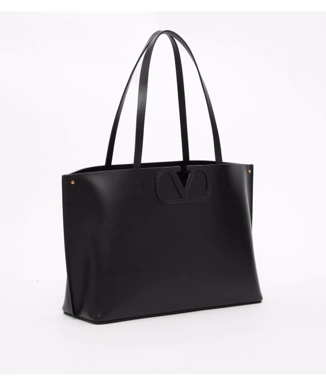 VALENTINO Черная кожаная сумка тоут, фото 2