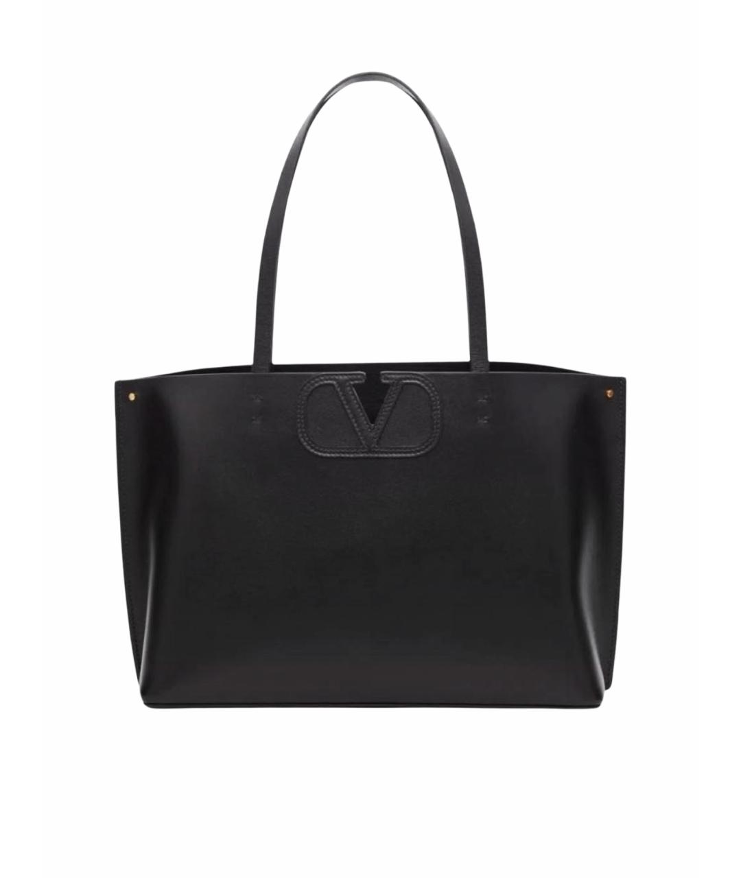 VALENTINO Черная кожаная сумка тоут, фото 1