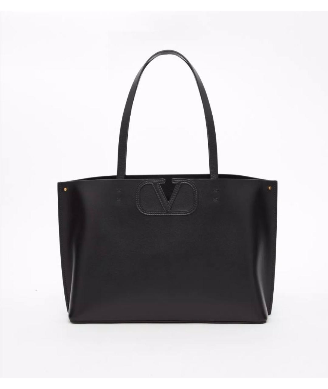 VALENTINO Черная кожаная сумка тоут, фото 4