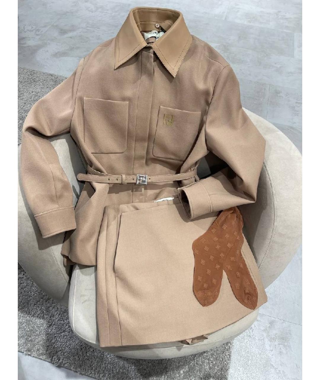 FENDI Бежевые шерстяные шорты, фото 4