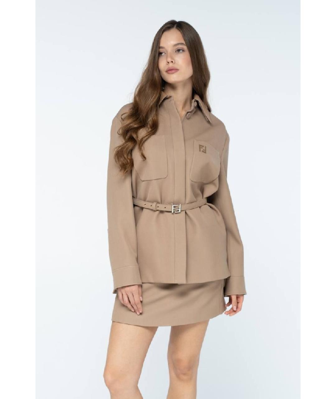 FENDI Бежевые шерстяные шорты, фото 5