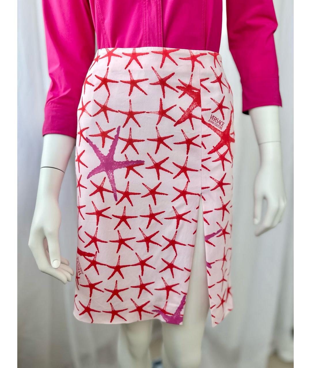 VERSACE JEANS COUTURE Розовая ацетатная юбка миди, фото 7